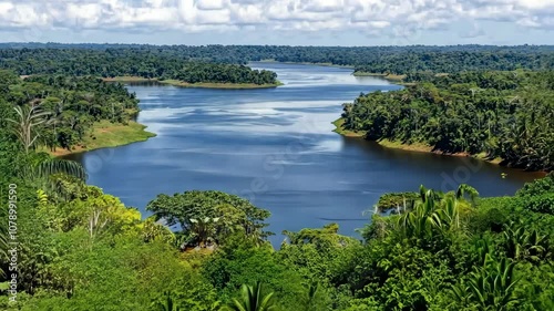 Wallpaper Mural A winding river flows through lush green rainforest in a remote part of South America Torontodigital.ca