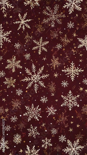 Dark red Argyle pattern with golden dots, seamless design for textiles, gift wrapping, and Christmas invites.