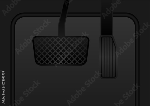 Car Brake and Accelerator Pedal. Vector Illustration. 