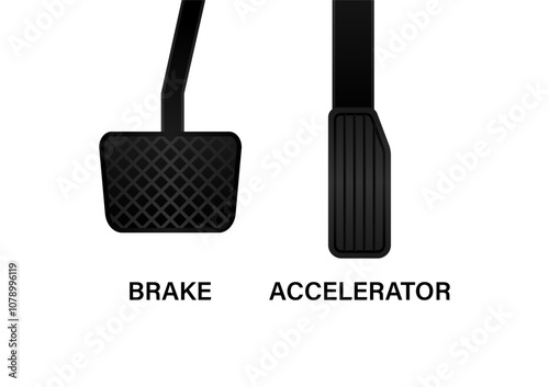 Car Brake and Accelerator Pedal. Vector Illustration. 