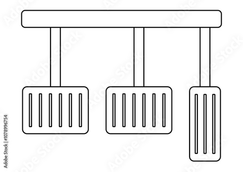 Car Brake and Accelerator and Clutch Pedal Sign Symbol. Car Pedals. Vector Illustration. 