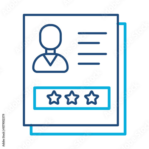 Regular Employee Appraisals Icon – ID Card with Stars, Representing Performance Review, Employee Growth, and Feedback Process