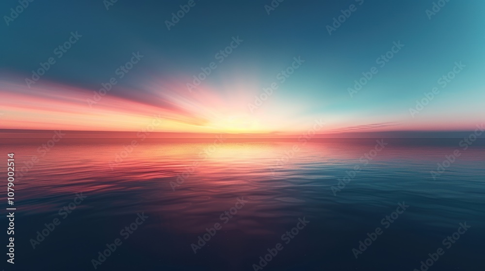 Serene Ocean Sunrise: New Beginnings and Hope Reflected on Tranquil Waters Serene Ocean Sunrise: New Beginnings and Hope Reflected on Tranquil Waters