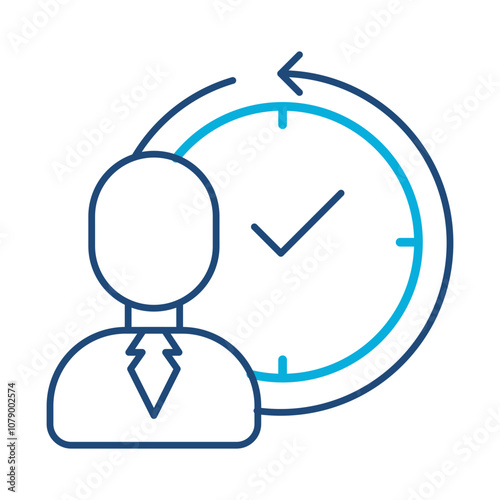 Flexible Work Hour Icon – Person with Clock, Representing Work-Life Balance, Flexible Schedule, and Employee Choice