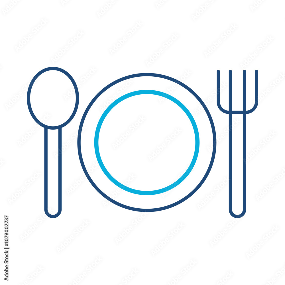 Canteen Icon – Plate with Fork and Knife, Representing Dining Facility, Meal Service, and Employee Lunch Area Canteen Icon – Plate with Fork and Knife, Representing Dining Facility, Meal Service, and Employee Lunch Area