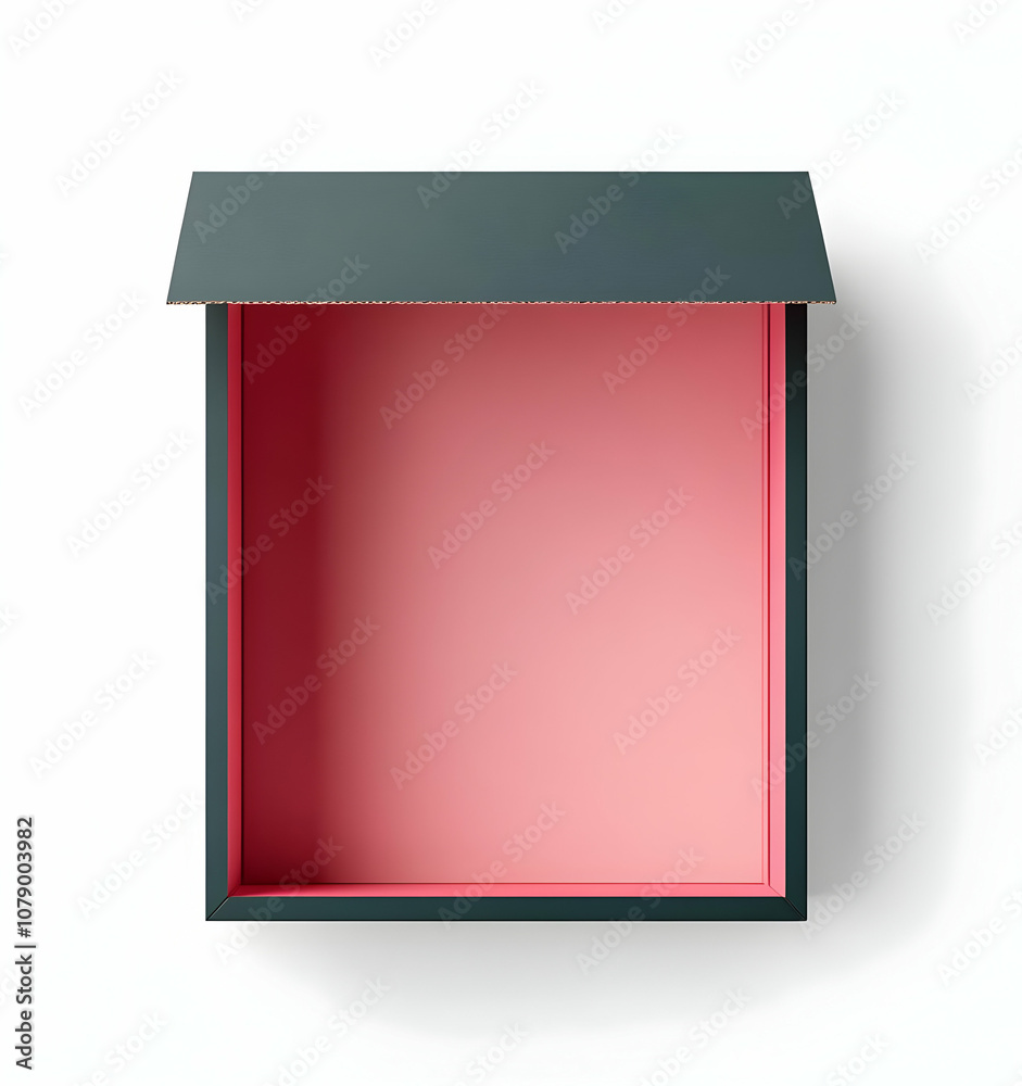 Open cardboard box with red inside on a white background. Open cardboard box with red inside on a white background.