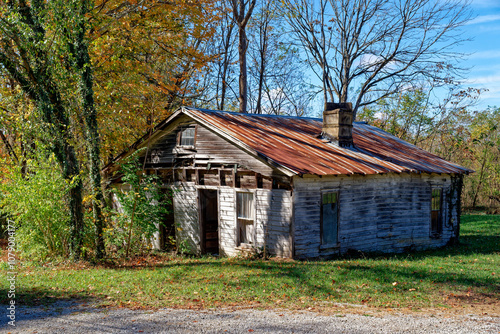 Abandoned homestead closeup view