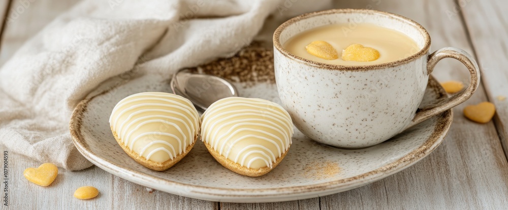 Heart-Shaped Cookies with Coffee and Cream Heart-Shaped Cookies with Coffee and Cream