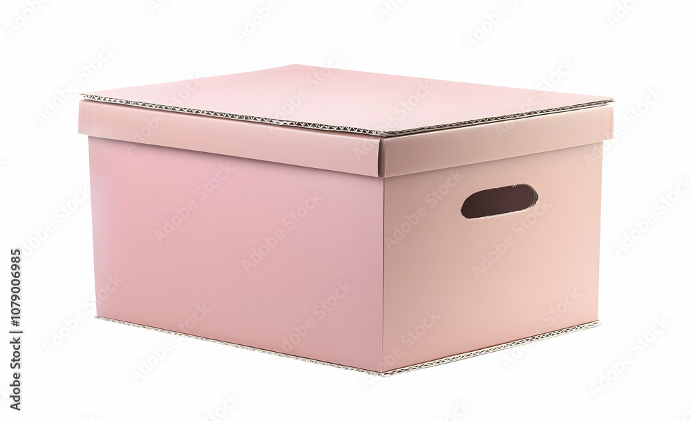 Pink cardboard box with cut-out handle. Pink cardboard box with cut-out handle.