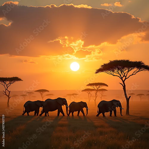 African Savanna at Dawn - Generative AI