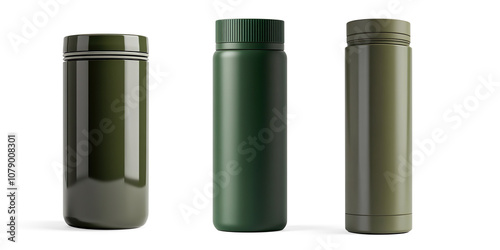 Green Glass Bottle with Screw Cap Opening on a Transparent Background