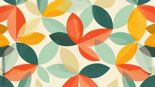 Seamless pattern with overlapping colorful petals in a retro style.