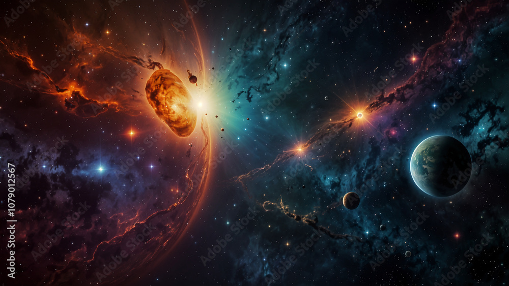 Obraz premium Cosmic Planet in the Vast Universe