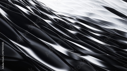 An abstract wave of diamond-shaped patterns in black and white, creating a high-contrast visual that appears to ripple and flow across the canvas.