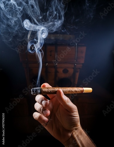 Smoking cigar photo