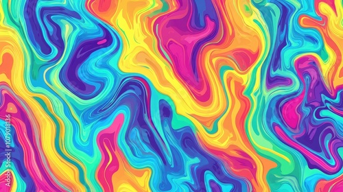 Vibrant swirling abstract patterns in a mix of bright blue, pink, yellow, and purple hues, creating a joyful and dynamic visual effect.