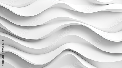 Elegant undulating white waves create a soothing and modern abstract background.