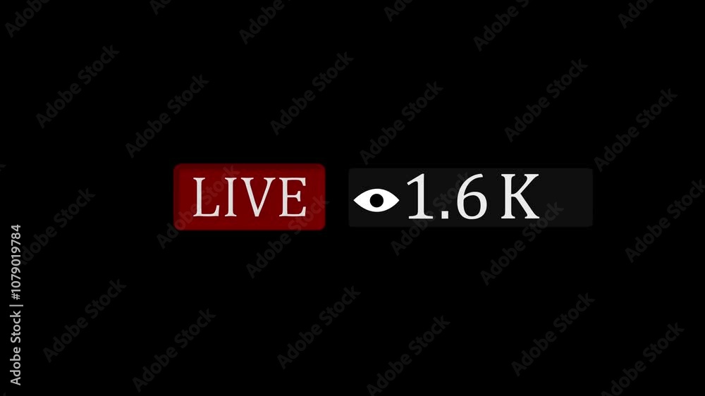 Live Streaming Display icon animation, social media live streaming icons animation on black background,
