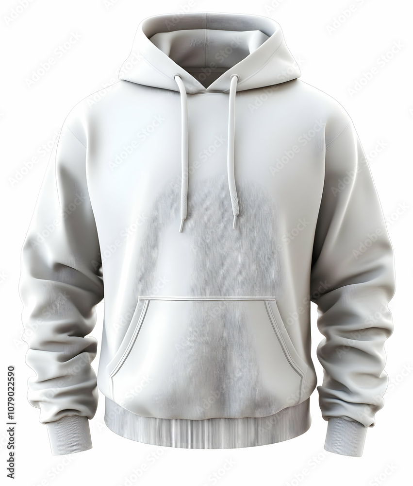 White hooded sweatshirt with a kangaroo pocket and drawstrings. White hooded sweatshirt with a kangaroo pocket and drawstrings.