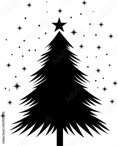 A classic Christmas tree silhouette perfect for holiday decor and festive designs. Its minimalist outline brings timeless Christmas charm to any project.