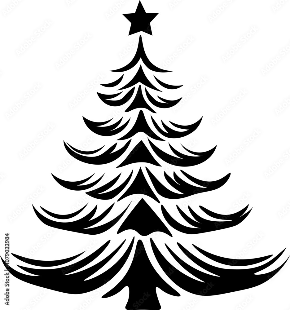 Obraz premium A classic Christmas tree silhouette perfect for holiday decor and festive designs. Its minimalist outline brings timeless Christmas charm to any project.