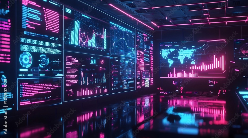 AI Powered Marketing Command Center with Holographic Data Visualization Dashboards