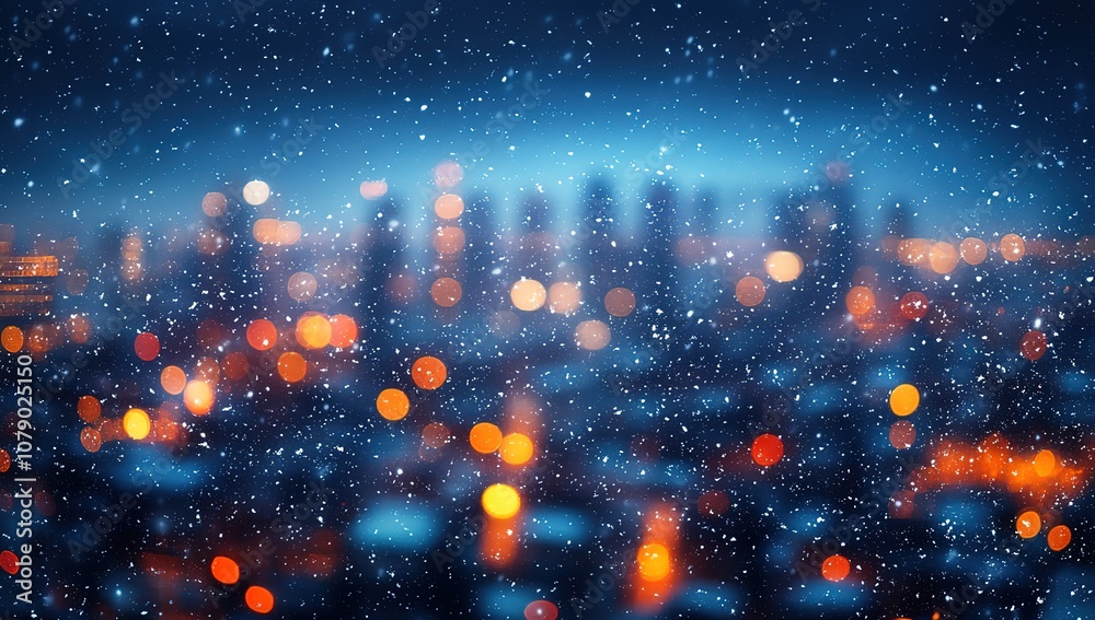 Obraz premium A cityscape with snow falling on it