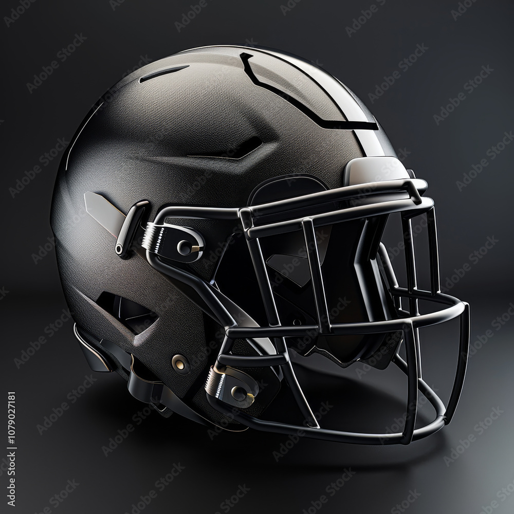Fototapeta premium sleek American football helmet featuring matte and metallic finish, showcasing modern design elements and protective features. Perfect for sports enthusiasts