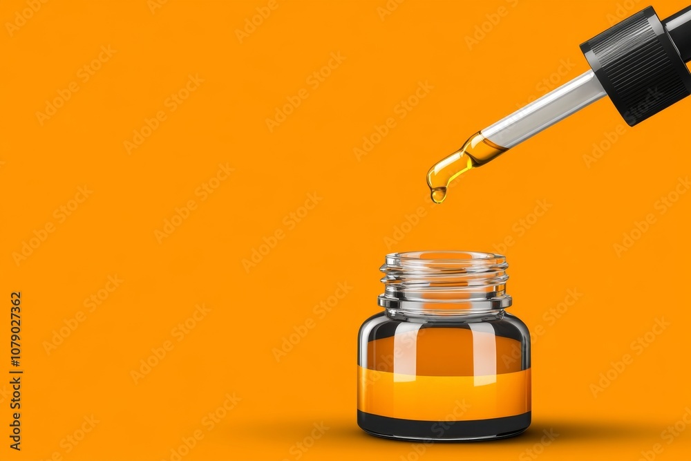A simple 2D drawing of a drop of oil in a pipette, symbolizing skincare on a plain white background A simple 2D drawing of a drop of oil in a pipette, symbolizing skincare on a plain white background