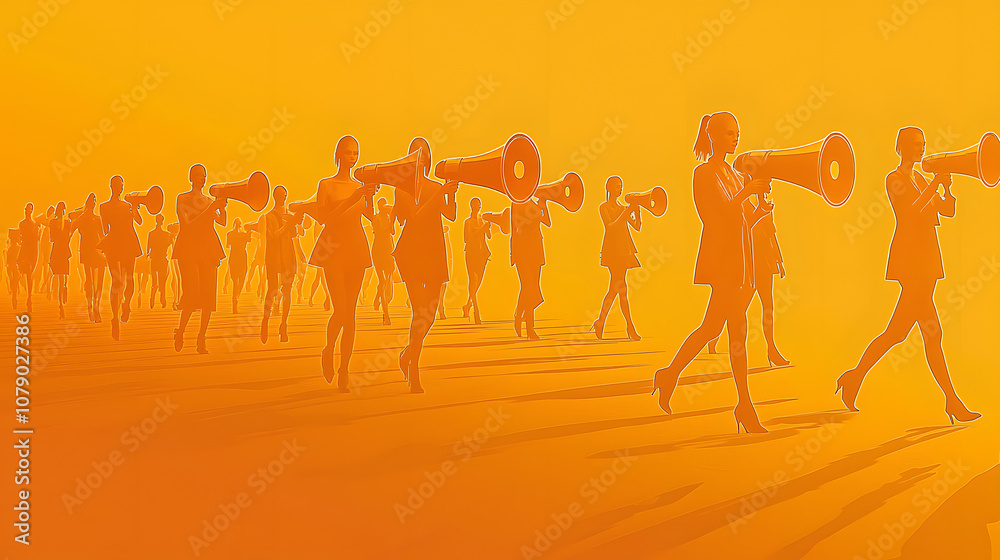 Fashion Sale Alert: Models strutting down a runway, megaphones announcing discounts and flash sales. The background is a gradient—fading from excitement to urgency. Fashion Sale Alert: Models strutting down a runway, megaphones announcing discounts and flash sales. The background is a gradient—fading from excitement to urgency.