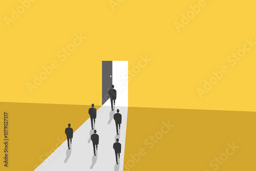 Business leader and leadership concept with businessman holding flashlight. Symbol of successful manager, visionary, having direction and ambition. Eps10 illustration