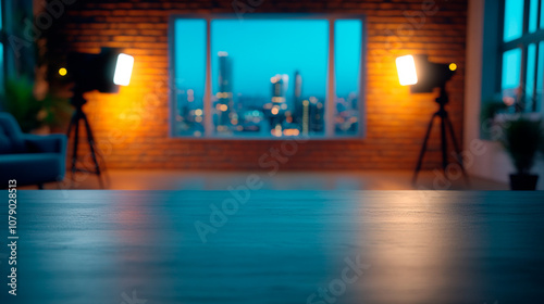 Wallpaper Mural Blurred background for products presentation. Wall, window, spotlights. Torontodigital.ca