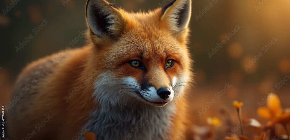 Fototapeta premium A close up of a red fox in the woods