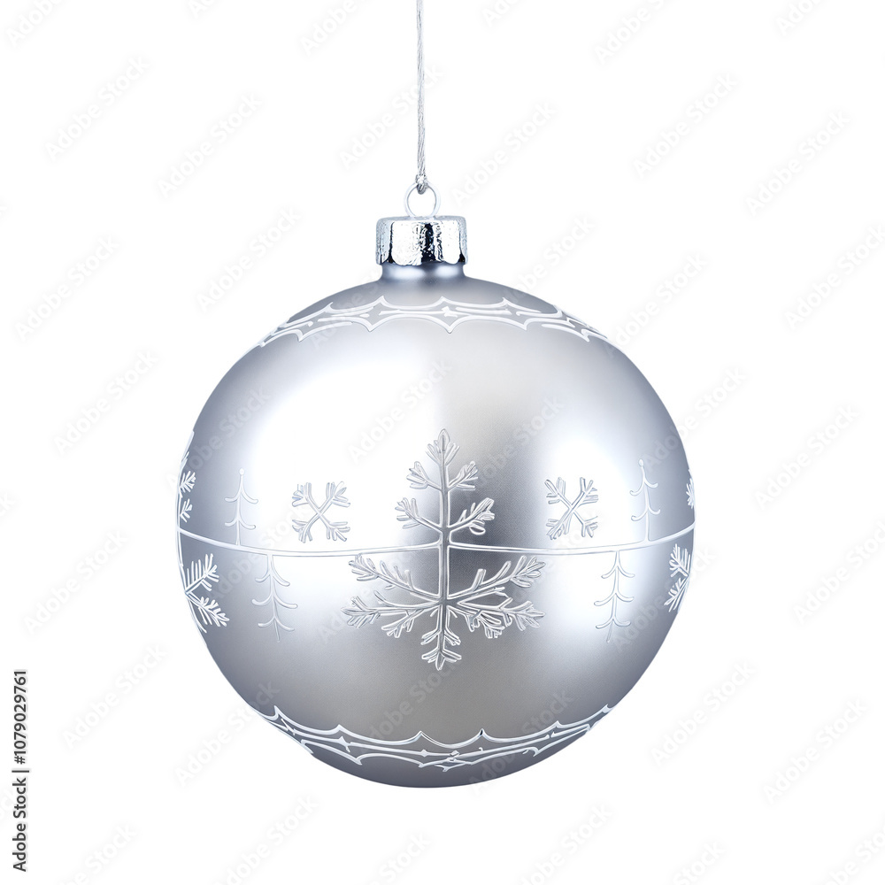 Christmas tree ball with Silver Pattern on a transparent background Christmas tree ball with Silver Pattern on a transparent background