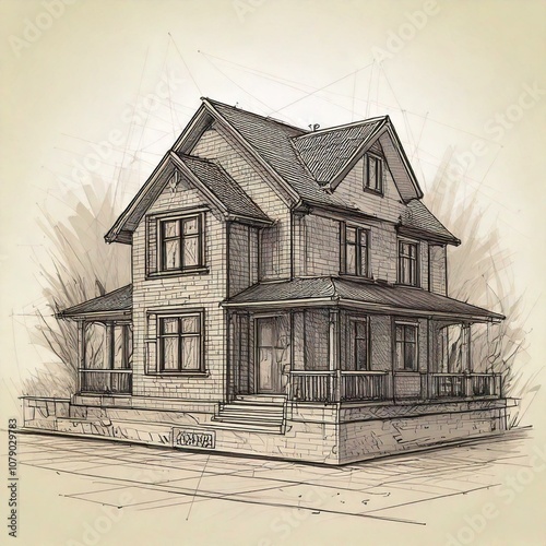 drawing of a house, sketch