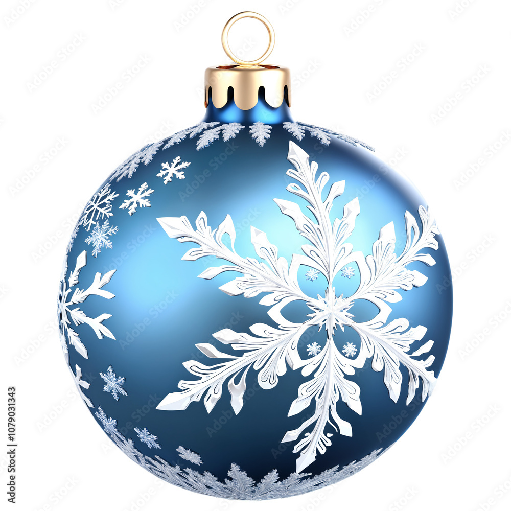 Blue Christmas Tree Ball with Snowflakes on a transparent background Blue Christmas Tree Ball with Snowflakes on a transparent background