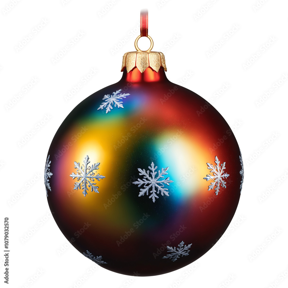 Colorful Christmas Tree Ball with Snowflakes on a transparent background Colorful Christmas Tree Ball with Snowflakes on a transparent background