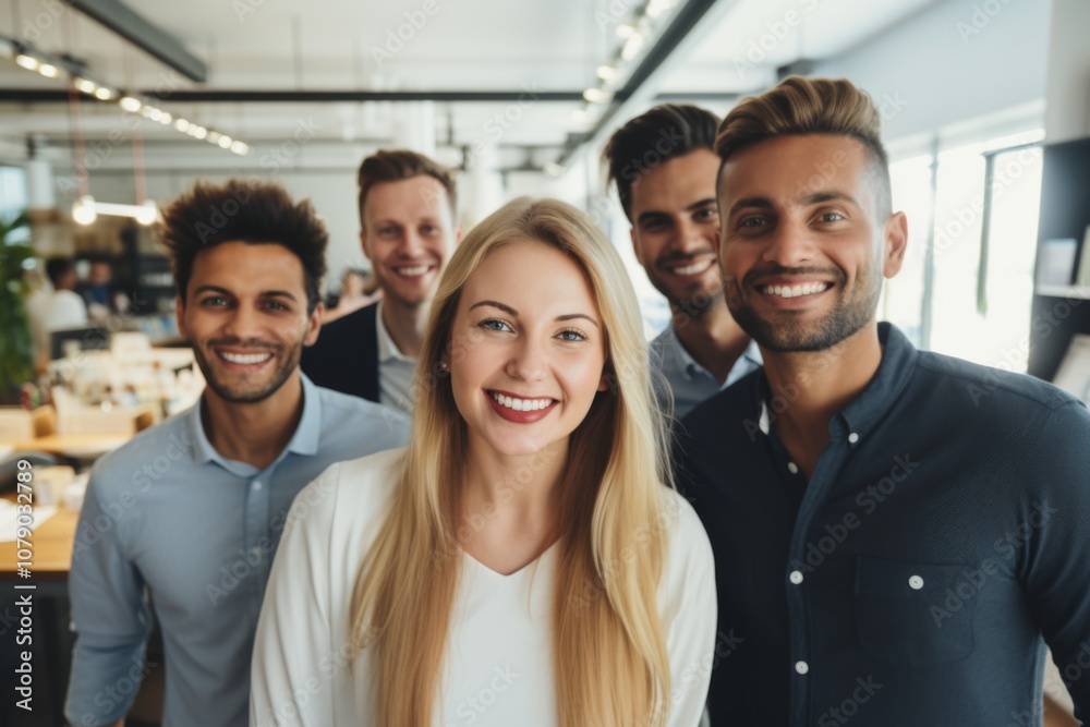 Obraz premium Portrait of a smiling diverse group of students on college campus