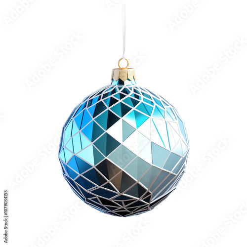 Glass Geometric Christmas Ball on a transparent background