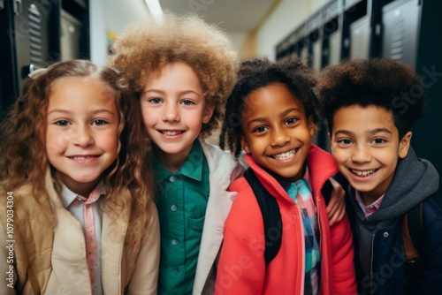 Portrait of a smiling group of student kids