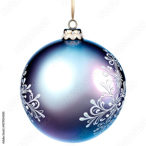 Purple and Blue Christmas Ball with Pattern on a transparent background