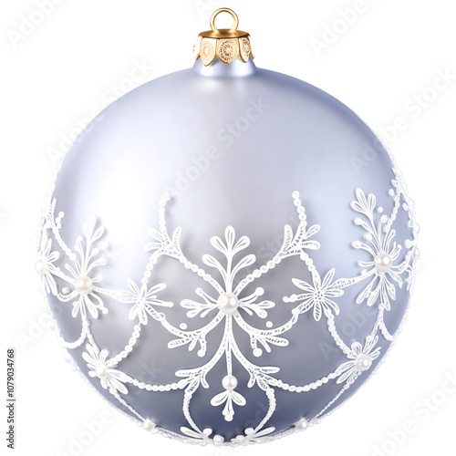 White Christmas Tree Ball with Pattern on a transparent background