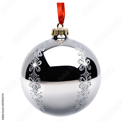 Silver Christmas Ball on a transparent background