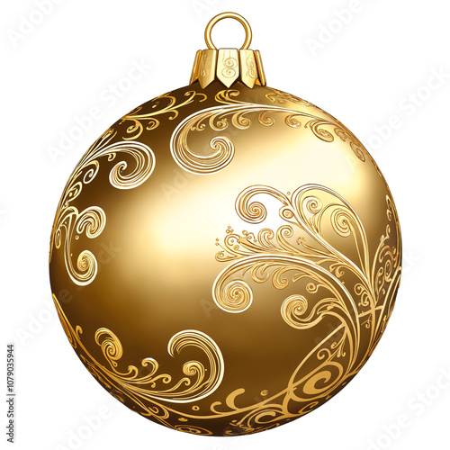Gold Christmas Ball on a transparent background