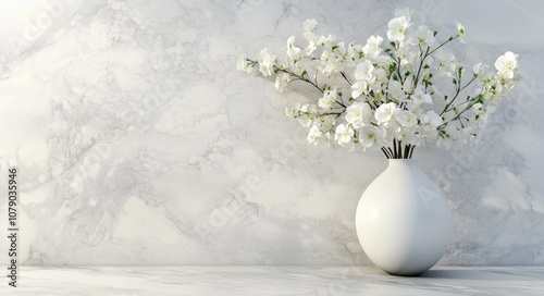 Chic Home Interior Setting with White Floral Display for Stylish Product Showcase