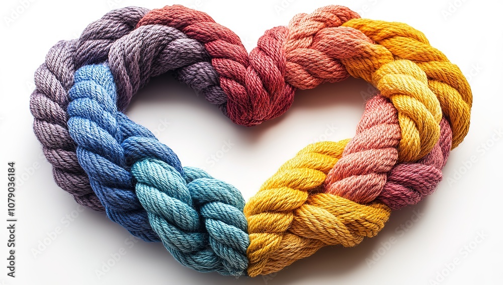 A colorful heart made of ropes A colorful heart made of ropes