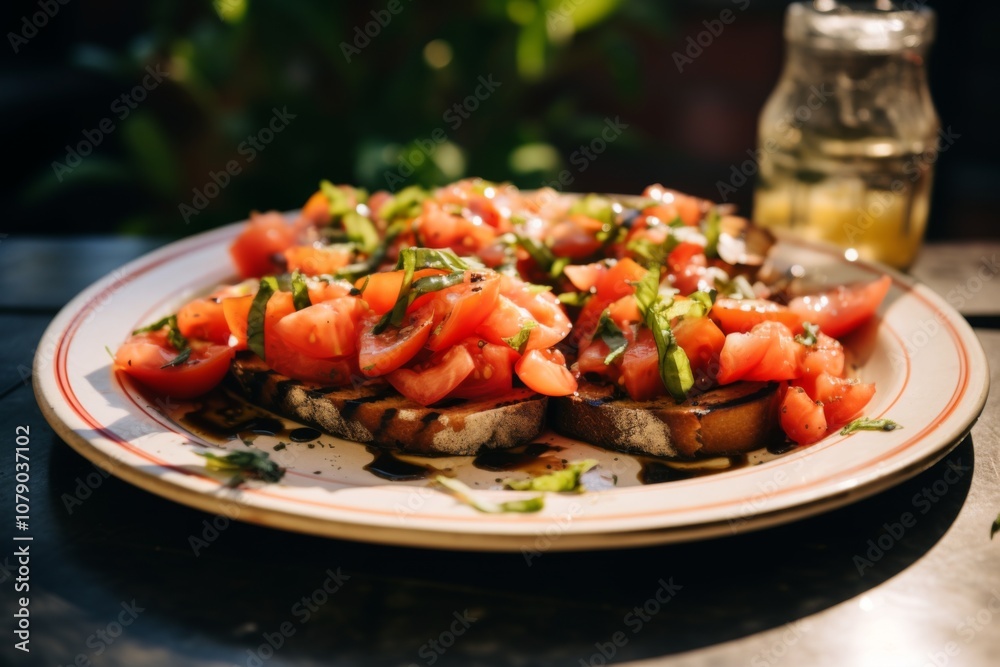 Brushetta on plate in Rome Brushetta on plate in Rome