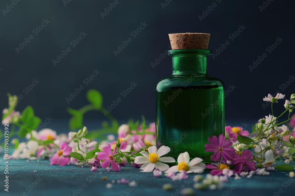 Natural Aromatherapy Spa Bottle with Essential Herbal Oils for Calm Relaxation and Wellness in Rustic Wooden Setting Natural Aromatherapy Spa Bottle with Essential Herbal Oils for Calm Relaxation and Wellness in Rustic Wooden Setting