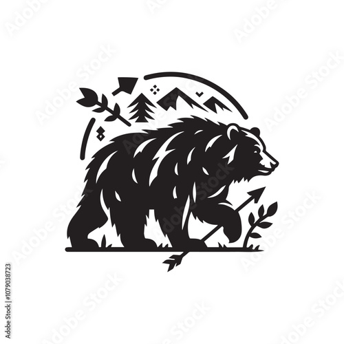 Brave Bear Silhouette Vector Set - Wildlife Animal Clipart Collection