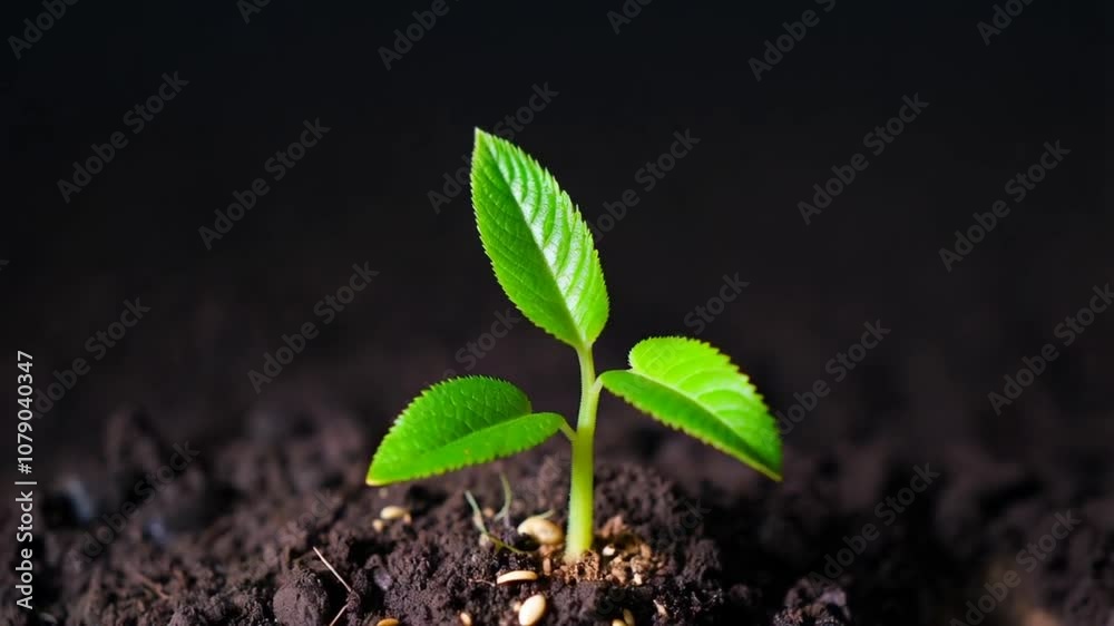small seedling sprouted from the ground, isolated on black background small seedling sprouted from the ground, isolated on black background